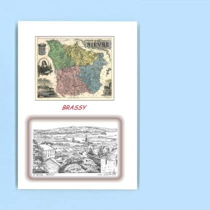 Cartes Postales impression Noir avec dpartement sur la ville de BRASSY Titre : vue