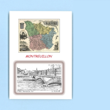 Cartes Postales impression Noir avec dpartement sur la ville de MONTREUILLON Titre : pont