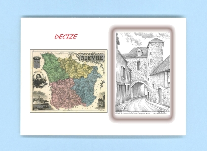 Cartes Postales impression Noir avec dpartement sur la ville de DECIZE Titre : porte du marquis d ancre