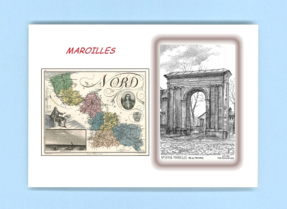 Cartes Postales impression Noir avec dpartement sur la ville de MAROILLES Titre : arc de triomphe