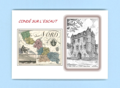 Cartes Postales impression Noir avec dpartement sur la ville de CONDE SUR L ESCAUT Titre : chateau bailleul