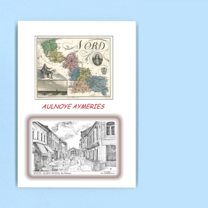 Cartes Postales impression Noir avec dpartement sur la ville de AULNOYE AYMERIES Titre : rue pietonne