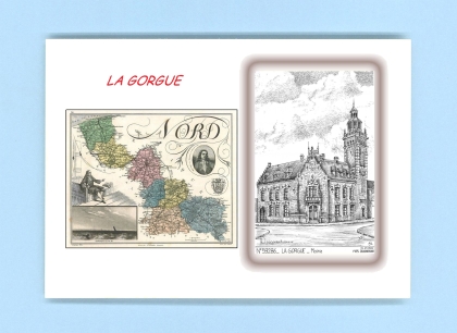 Cartes Postales impression Noir avec dpartement sur la ville de LA GORGUE Titre : mairie