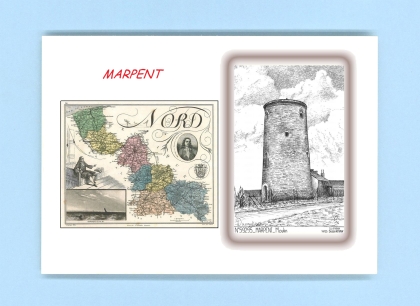 Cartes Postales impression Noir avec dpartement sur la ville de MARPENT Titre : moulin