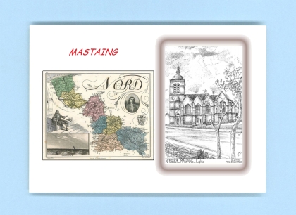 Cartes Postales impression Noir avec dpartement sur la ville de MASTAING Titre : eglise