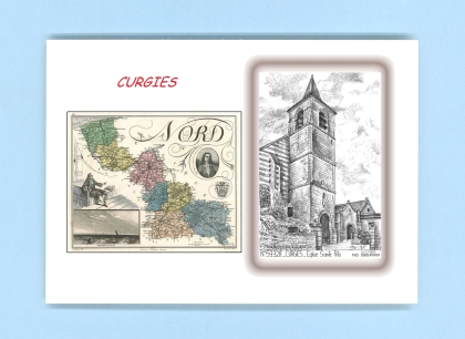 Cartes Postales impression Noir avec dpartement sur la ville de CURGIES Titre : eglise ste rita