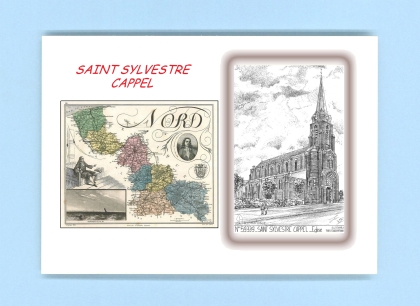 Cartes Postales impression Noir avec dpartement sur la ville de ST SYLVESTRE CAPPEL Titre : eglise