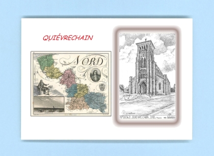 Cartes Postales impression Noir avec dpartement sur la ville de QUIEVRECHAIN Titre : eglise de blanc misseron