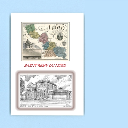 Cartes Postales impression Noir avec dpartement sur la ville de ST REMY DU NORD Titre : mairie