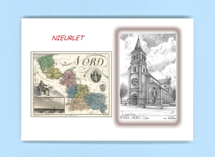 Cartes Postales impression Noir avec dpartement sur la ville de NIEURLET Titre : eglise