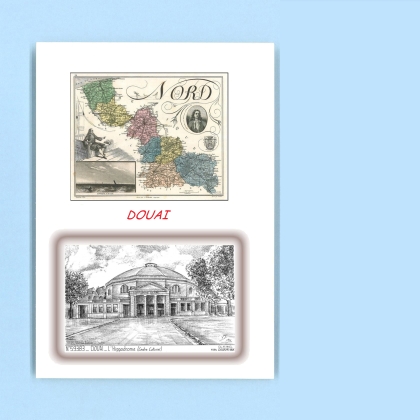 Cartes Postales impression Noir avec dpartement sur la ville de DOUAI Titre : l hippodrome (centre culturel)