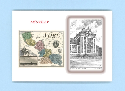 Cartes Postales impression Noir avec dpartement sur la ville de NEUVILLY Titre : mairie
