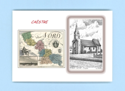 Cartes Postales impression Noir avec dpartement sur la ville de CAESTRE Titre : chapelle