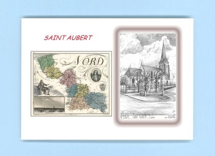 Cartes Postales impression Noir avec dpartement sur la ville de ST AUBERT Titre : eglise