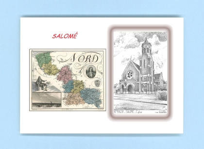 Cartes Postales impression Noir avec dpartement sur la ville de SALOME Titre : eglise