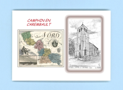 Cartes Postales impression Noir avec dpartement sur la ville de CAMPHIN EN CAREMBAULT Titre : eglise