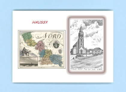 Cartes Postales impression Noir avec dpartement sur la ville de HAUSSY Titre : place jean jaures