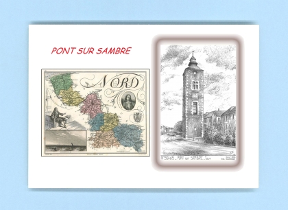 Cartes Postales impression Noir avec dpartement sur la ville de PONT SUR SAMBRE Titre : tour