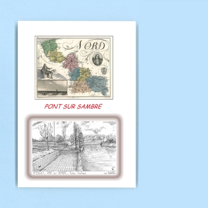 Cartes Postales impression Noir avec dpartement sur la ville de PONT SUR SAMBRE Titre : relais nautique