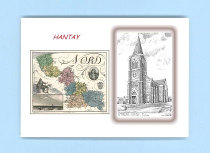 Cartes Postales impression Noir avec dpartement sur la ville de HANTAY Titre : eglise