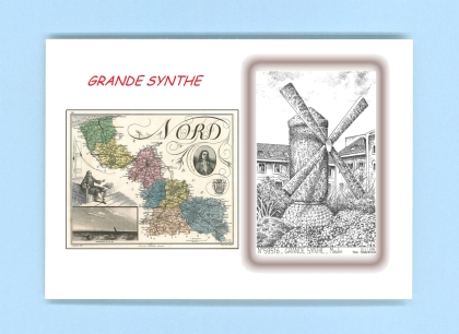 Cartes Postales impression Noir avec dpartement sur la ville de GRANDE SYNTHE Titre : moulin