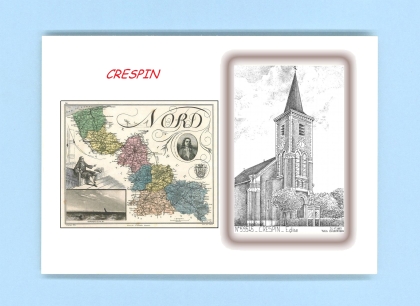 Cartes Postales impression Noir avec dpartement sur la ville de CRESPIN Titre : eglise