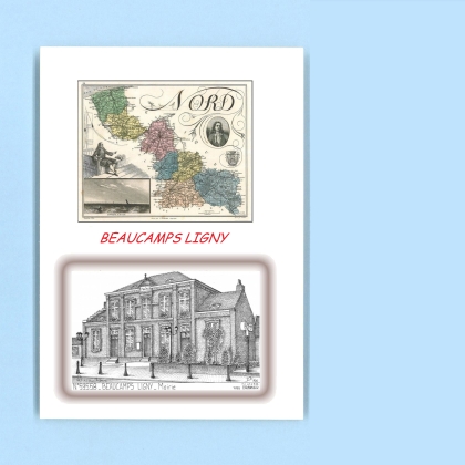 Cartes Postales impression Noir avec dpartement sur la ville de BEAUCAMPS LIGNY Titre : mairie