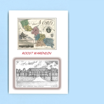 Cartes Postales impression Noir avec dpartement sur la ville de ROOST WARENDIN Titre : chateau de bernicourt