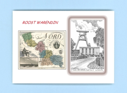 Cartes Postales impression Noir avec dpartement sur la ville de ROOST WARENDIN Titre : chevalet fosse n�9