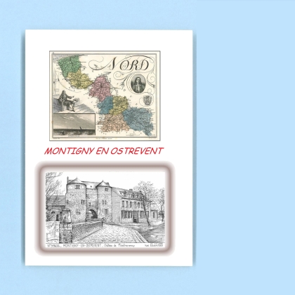 Cartes Postales impression Noir avec dpartement sur la ville de MONTIGNY EN OSTREVENT Titre : chateau de montmorency
