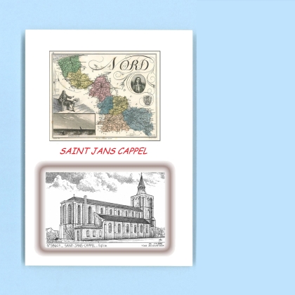 Cartes Postales impression Noir avec dpartement sur la ville de ST JANS CAPPEL Titre : eglise