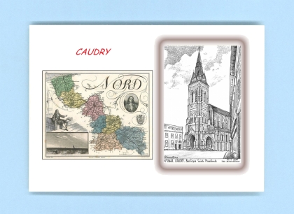 Cartes Postales impression Noir avec dpartement sur la ville de CAUDRY Titre : basilique ste maxellende
