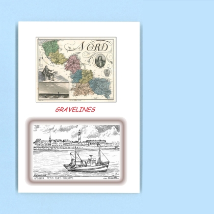 Cartes Postales impression Noir avec dpartement sur la ville de GRAVELINES Titre : vue de petit fort philippe