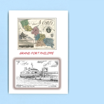 Cartes Postales impression Noir avec dpartement sur la ville de GRAND FORT PHILIPPE Titre : vue