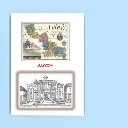 Cartes Postales impression Noir avec dpartement sur la ville de ABSCON Titre : mairie
