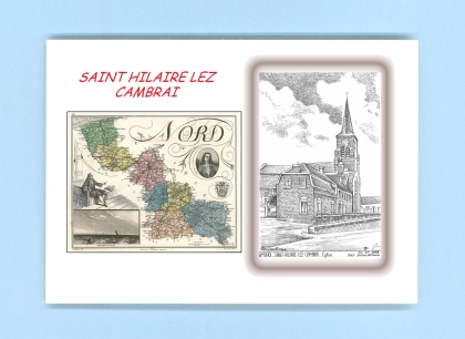 Cartes Postales impression Noir avec dpartement sur la ville de ST HILAIRE LEZ CAMBRAI Titre : eglise