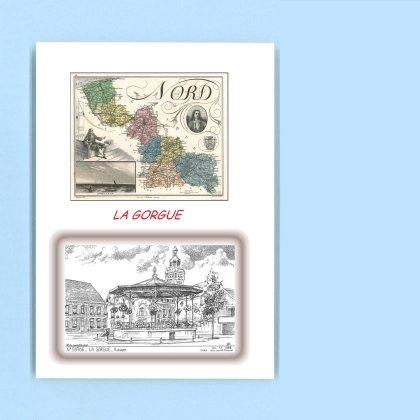 Cartes Postales impression Noir avec dpartement sur la ville de LA GORGUE Titre : kiosque