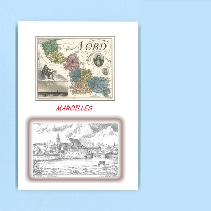 Cartes Postales impression Noir avec dpartement sur la ville de MAROILLES Titre : vue