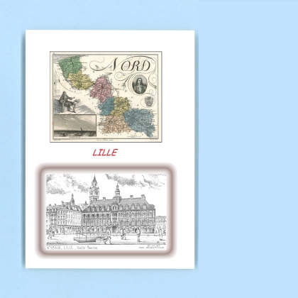 Cartes Postales impression Noir avec dpartement sur la ville de LILLE Titre : vieille bourse