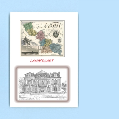 Cartes Postales impression Noir avec dpartement sur la ville de LAMBERSART Titre : mairie