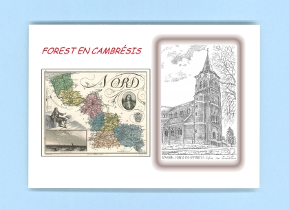 Cartes Postales impression Noir avec dpartement sur la ville de FOREST EN CAMBRESIS Titre : eglise
