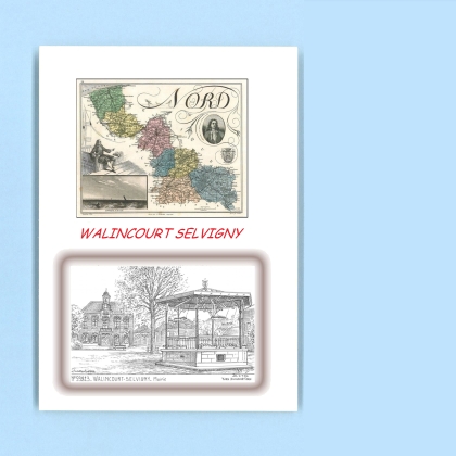Cartes Postales impression Noir avec dpartement sur la ville de WALINCOURT SELVIGNY Titre : mairie
