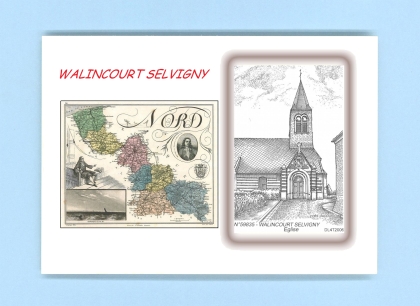 Cartes Postales impression Noir avec dpartement sur la ville de WALINCOURT SELVIGNY Titre : eglise