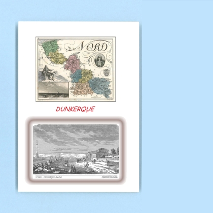 Cartes Postales impression Noir avec dpartement sur la ville de DUNKERQUE Titre : le port