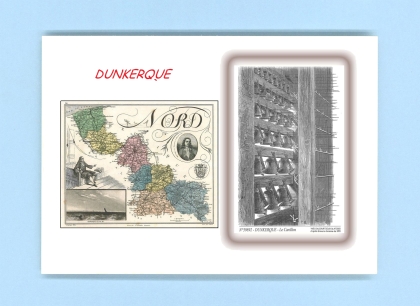 Cartes Postales impression Noir avec dpartement sur la ville de DUNKERQUE Titre : le carillon