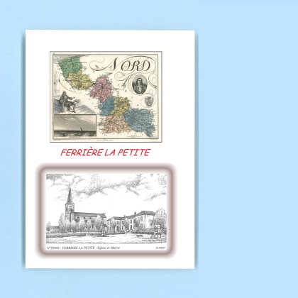 Cartes Postales impression Noir avec dpartement sur la ville de FERRIERE LA PETITE Titre : eglise et mairie