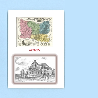 Cartes Postales impression Noir avec dpartement sur la ville de NOYON Titre : cathedrale