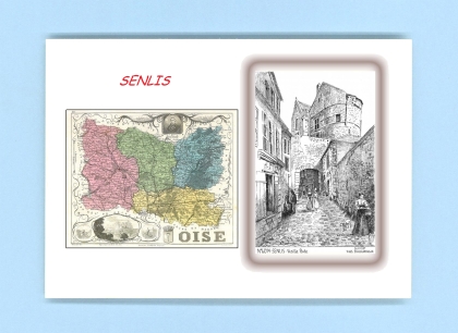 Cartes Postales impression Noir avec dpartement sur la ville de SENLIS Titre : vieille porte