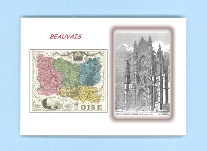 Cartes Postales impression Noir avec dpartement sur la ville de BEAUVAIS Titre : cathedrale