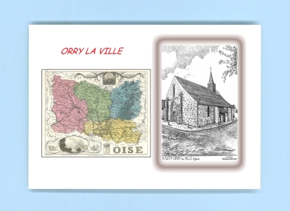 Cartes Postales impression Noir avec dpartement sur la ville de ORRY LA VILLE Titre : eglise